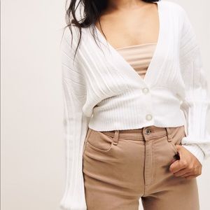 Dynamite Cinched Waist Cardigan (Cream/Beige)